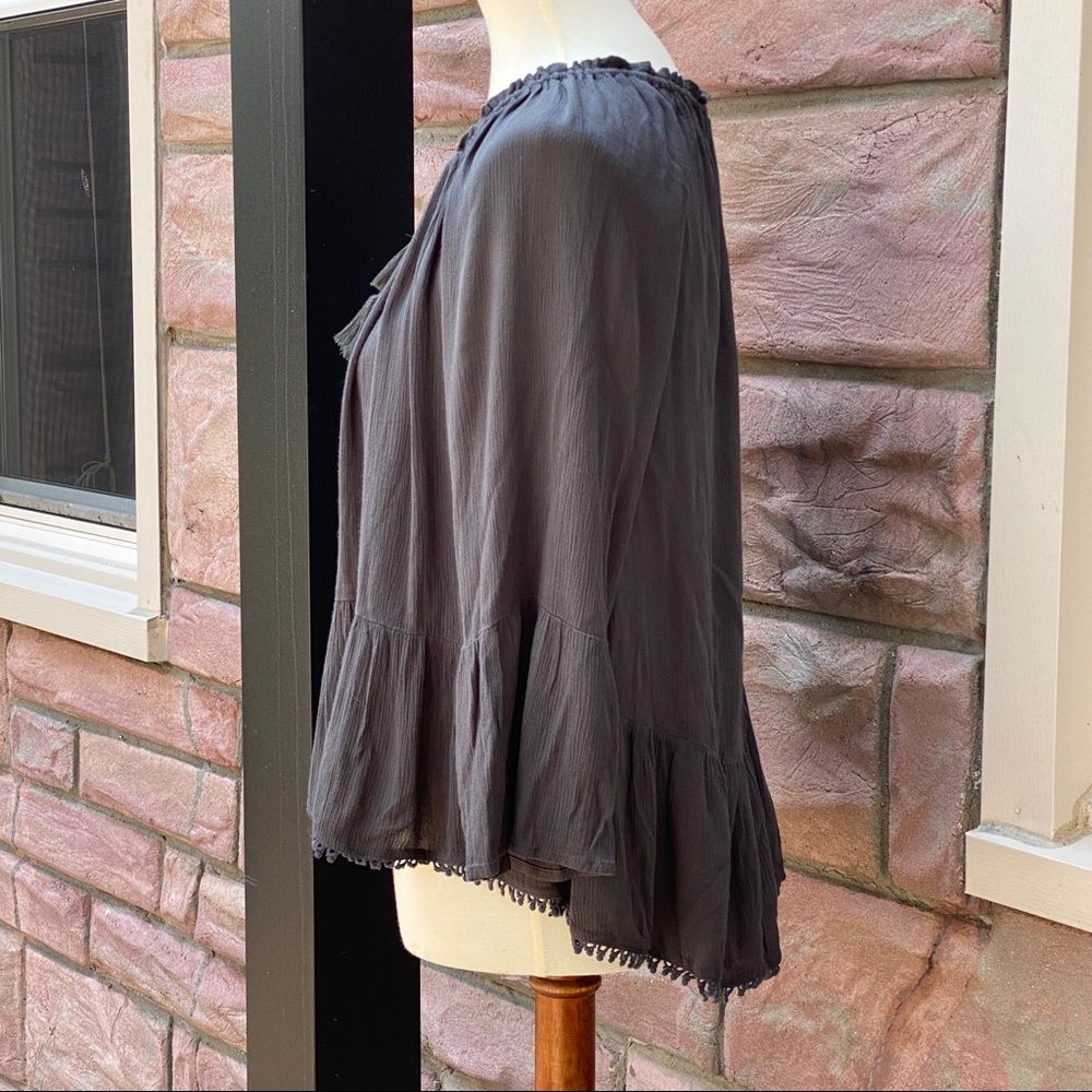 Aerie Flowy Peasant Blouse Bell Sleeves Gray Size Small - Picture 6 of 10